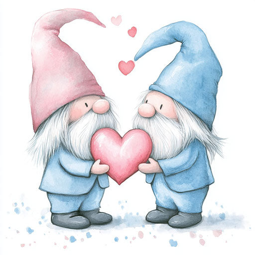 Adorable Valentine's Day gnomes holding a cute heart