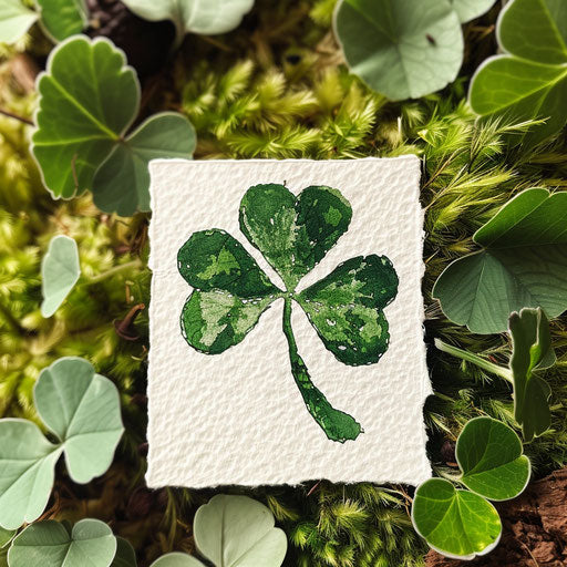 Eco-friendly shamrock tattoo with natural green tones on recycled paper