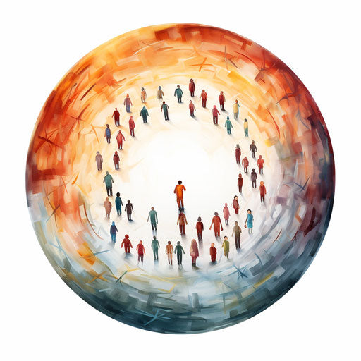 Circle image in Oil painting style on white background