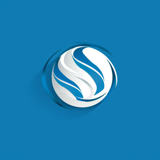 Football logo design in white and blue with a minimalist background