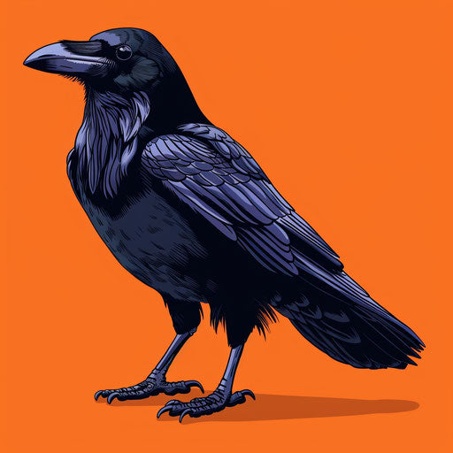 Photo realistic raven clipart on flat random background