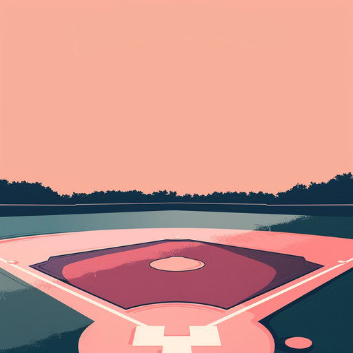 Realistic baseball diamond on dusky rose background