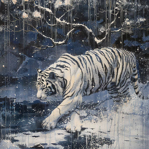 White tiger in the snow