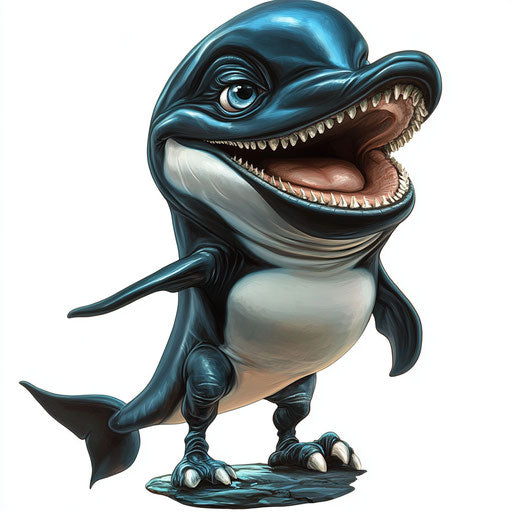 Editable Dolphin Caricature Clipart for Custom Designs