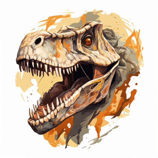Fossil in Oil Painting Style on White Background