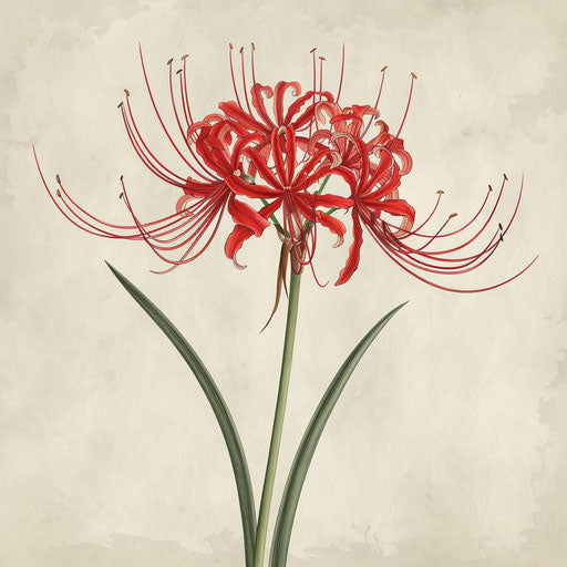 Botanical tattoo sketch of a red spider lily