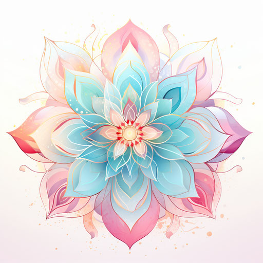 Abstract floral flower in light pink and turquoise