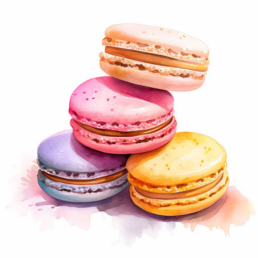 Macaron clipart in the style of Oil painting, on a white background