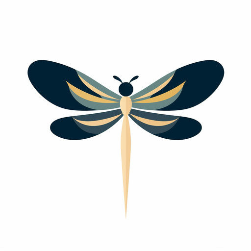 Dragonfly in Minimalist style on white background