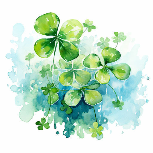 Four leaf clover in Impressionistic Art style, on white background