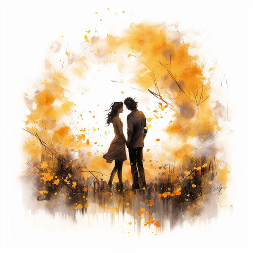 Love illustration in Oil painting style on a white background