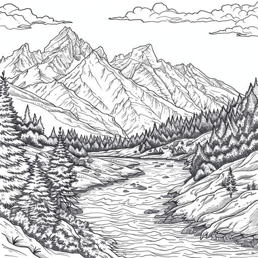 Serene mountain landscape with a winding river