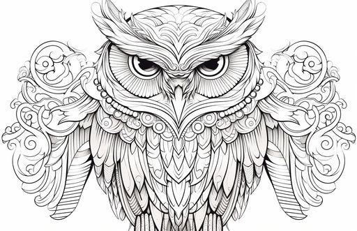 An owl in black and white with lovely heavy inking