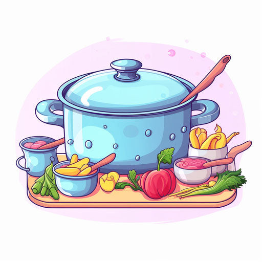 Cooking illustration in the style of Pastel Colors Art