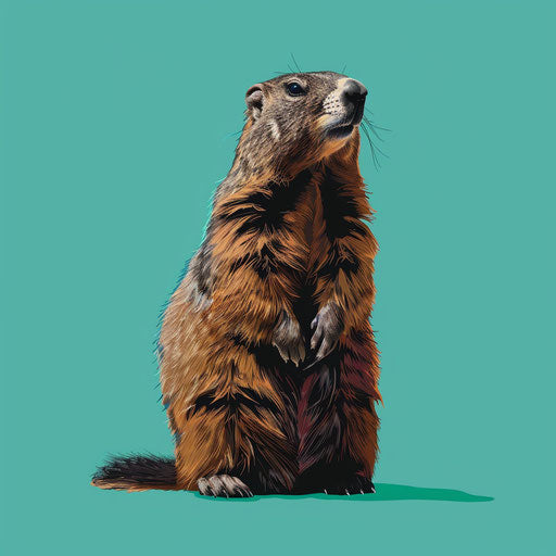Realistic clipart of groundhog day on flat turquoise background