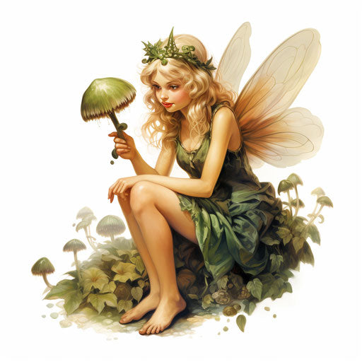 Fairy illustration in the style of oil painting, white background