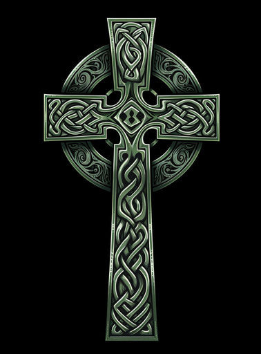 Celtic Cross Twilight Drawing Celtic Cross Drawing Celtic Crosses by Martin, in the Style of Black and White Drawings, Dark Emerald and Gray, Dark Silver and Dark Emerald 25:34