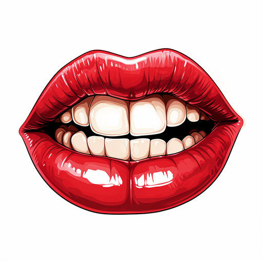 Illustration of mouth in the style of Chiaroscuro Art, on white background