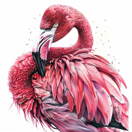 Hyper-realistic flamingo tattoo illustration