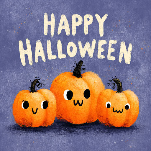 Cheerful Halloween Illustration with Expressive Pumpkins