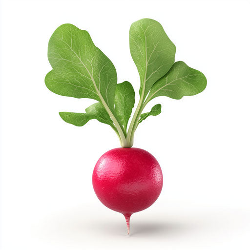3D radish on flat white background, isolated clipart
