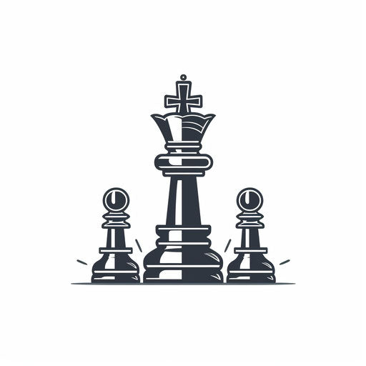 Chess illustration in Minimalist style, on white background