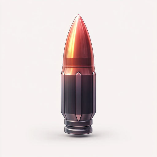 3D Bullet on White Background, Photo Realistic Style