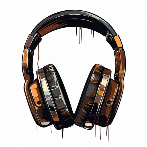 Chiaroscuro style headphones clipart, on white background