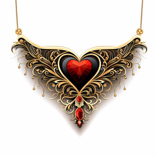 Jewelry illustration in the style of Chiaroscuro Art, on white background