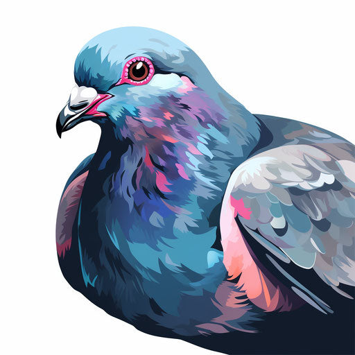 Pigeon clipart in the style of Chiaroscuro Art, on a white background