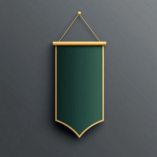 Professional banner with hanging design in green and gold