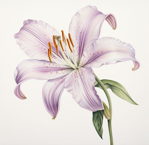 Original watercolor painting of a lily, delicate linework