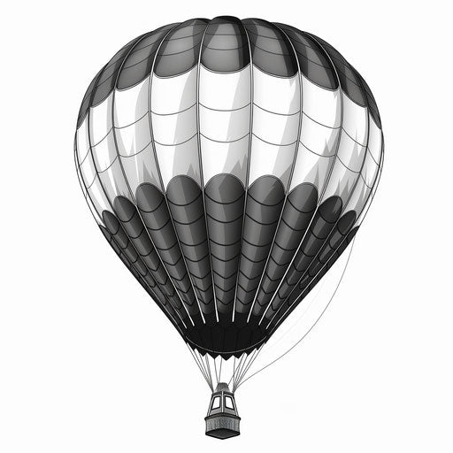 Air balloon in photo realistic style with flat random background