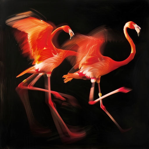 Graceful dance of a flamingo during a courtship ritual