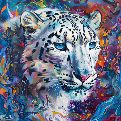 Snow leopard in abstract art
