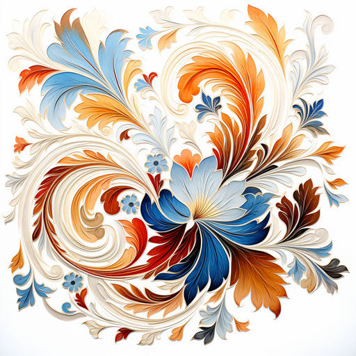 Pattern clipart in the style of oil painting, on white background