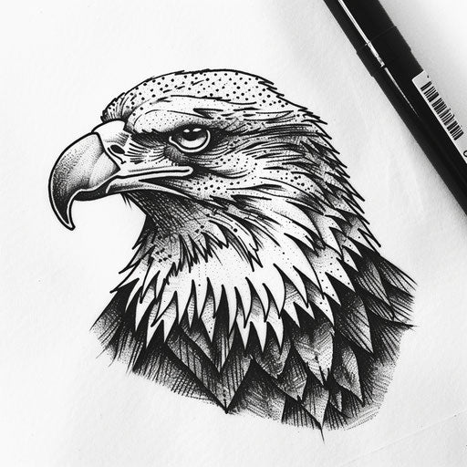 Blackwork eagle tattoo design on white background