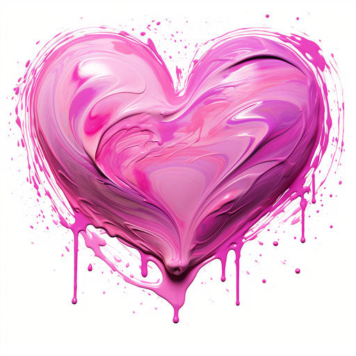 Pink heart clipart in the style of Oil painting, on white