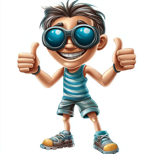 Humorous caricature of a goggles caricature with human characteristics