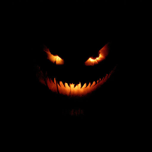 Intense Grinning Jack-o'-Lantern in Darkness