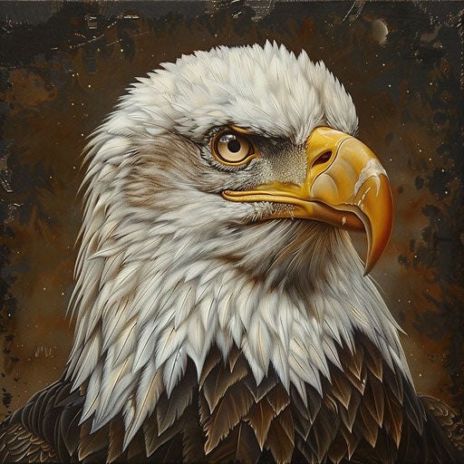Bald eagle portrait with piercing eyes, high detail, in the style of Frans Lanting