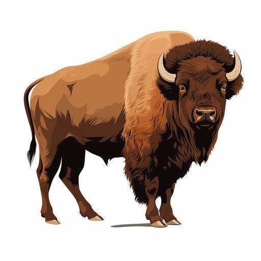 Minimalist bison on white background