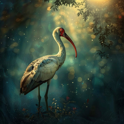 Wild ibis displaying natural interactions in Frans Lanting style