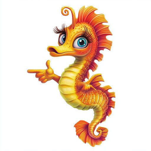 Ultra HD Seahorse Caricature Clipart for Professional Prints