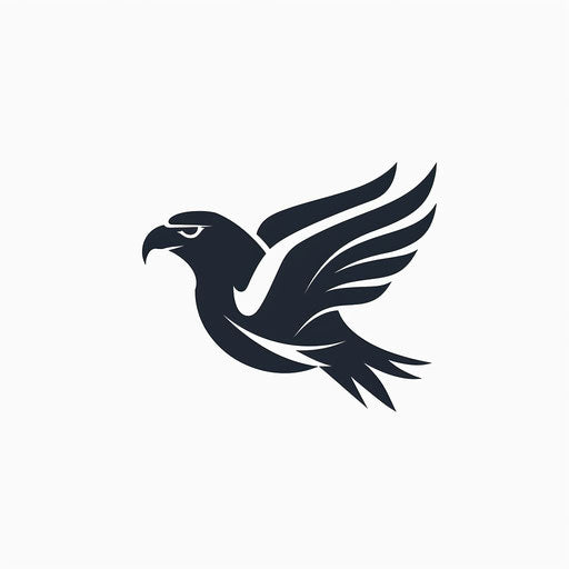 Minimalist eagle logo with a simple icon and modern typography, on a white background