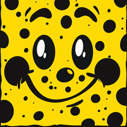 Yellow smiling face with black spots