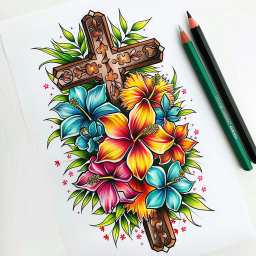 Vibrant Cruz with Colorful Tropical Flowers
