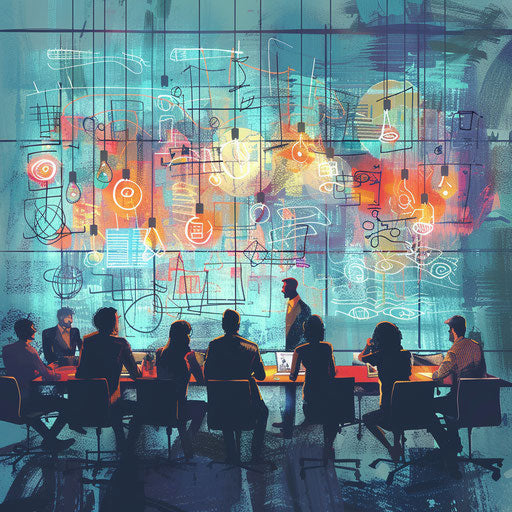 Financial tech startup brainstorming session visuals