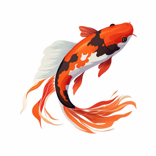 Minimalist style koi fish illustration on white background