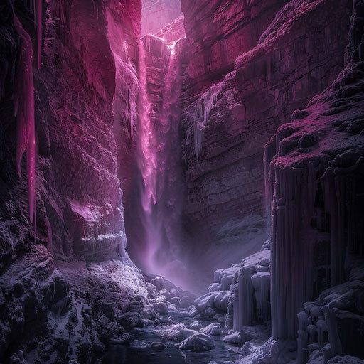Ruby Falls with dark shadows and intense contrast